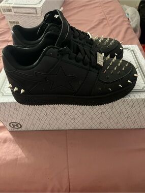 Black Men’s Spiked Low-Top Sneaker